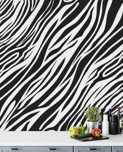Mural de parede com impressão de zebra preto e branco Mural de parede com impressão de zebra preto e branco