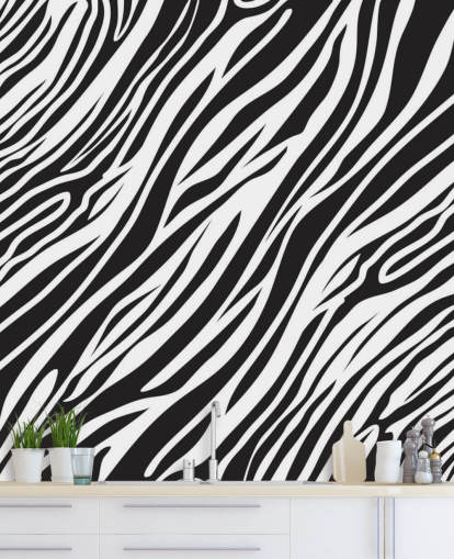 Black and White Zebra Print Wall Mural