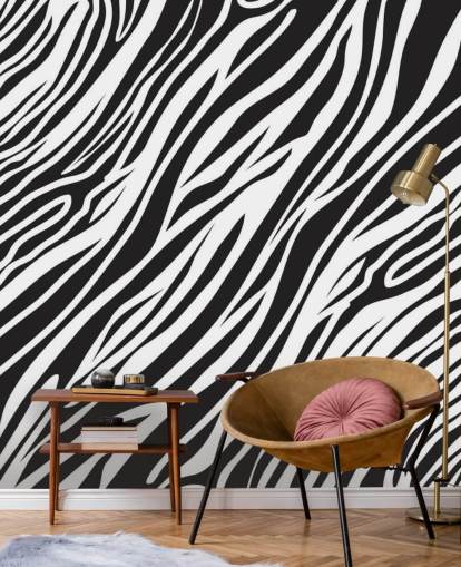 Decorazione murale con stampa zebrata in bianco e nero