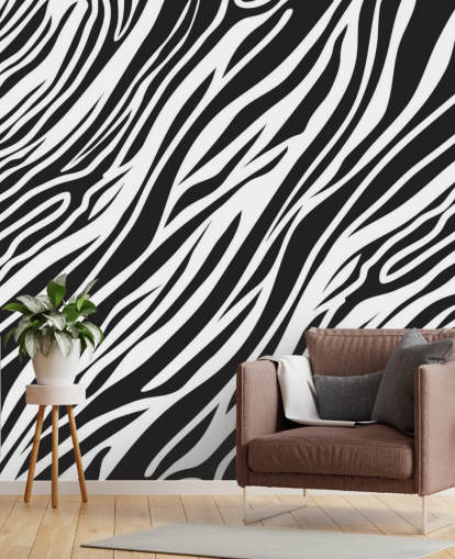 Black and White Zebra Print Wall Mural