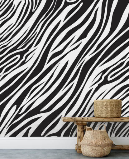 Decorazione murale con stampa zebrata in bianco e nero