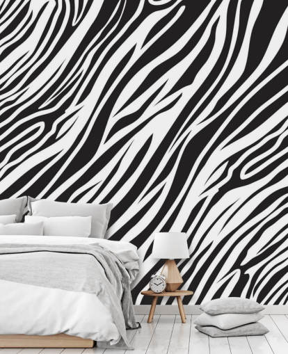 Svart och vitt Zebra Print väggmålning