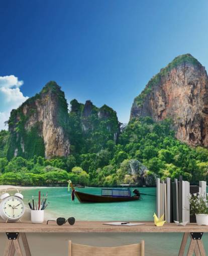 Mural de parede da praia de Railay em Krabi Mural de parede da praia de Railay em Krabi