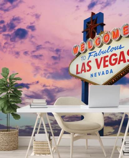 mural de papel de parede de las vegas personalizável rosa e azul chamado Welcome to Las Vegas Sign para escritórios domésticos, quartos e empresas mural de papel de parede de las vegas personalizável rosa e azul chamado Welcome to Las Vegas Sign para escritórios domésticos, quartos e empresas