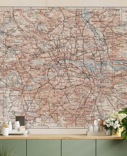 Mural vintage do mapa de Londres