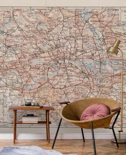 Vintage-Wandbild mit Londoner Landkarten