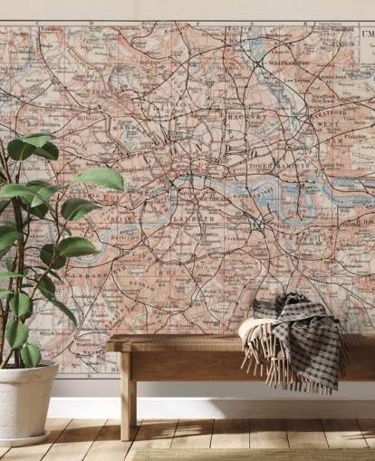 Mural vintage con un mapa de Londres