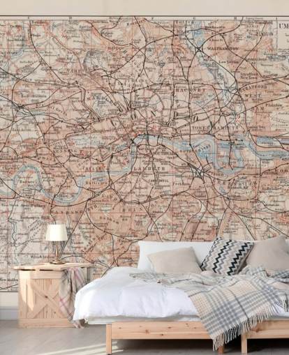 Mural vintage do mapa de Londres