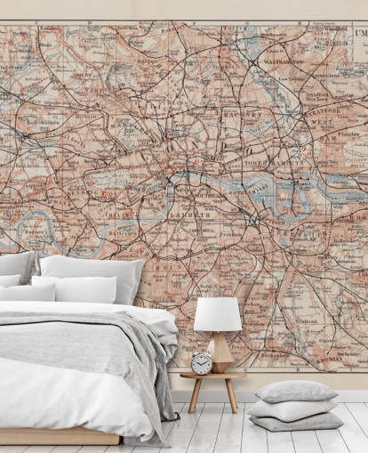 Vintage-Wandbild mit Londoner Landkarten