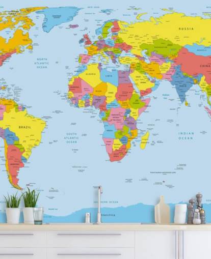 colorful customizable world map wallpaper mural called Colorful World Map for offices and bedrooms colorful customizable world map wallpaper mural called Colorful World Map for offices and bedrooms