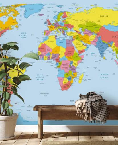 colorful customizable world map wallpaper mural called Colorful World Map for offices and bedrooms colorful customizable world map wallpaper mural called Colorful World Map for offices and bedrooms