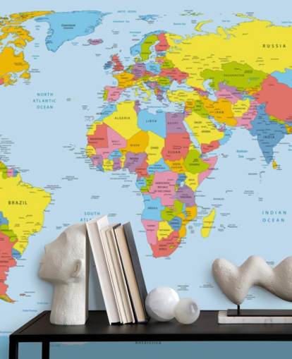 papier peint mural coloré de carte du monde personnalisable appelé Carte du monde colorée pour les bureaux et les chambres papier peint mural coloré de carte du monde personnalisable appelé Carte du monde colorée pour les bureaux et les chambres