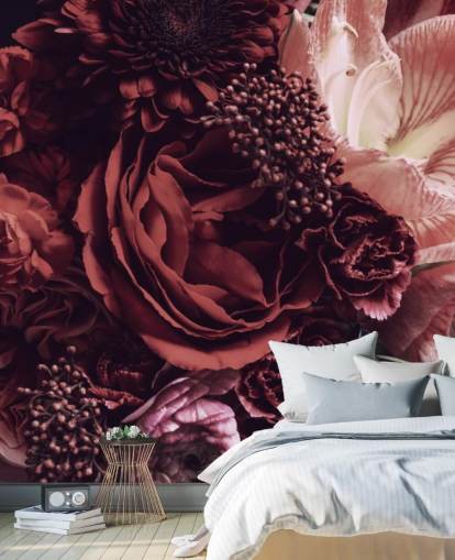 pink, rød og lilla blomster tapet