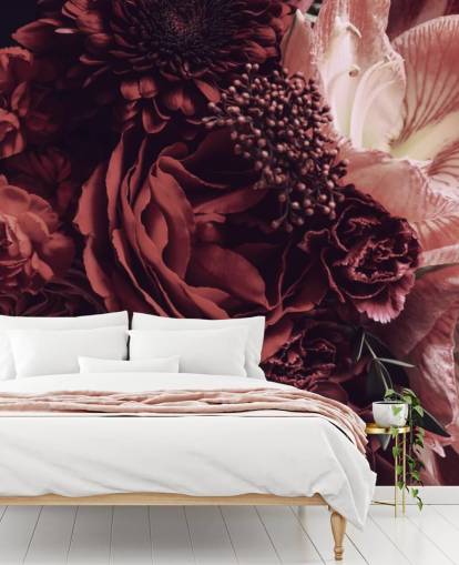 carta da parati floreale rosa, rossa e viola