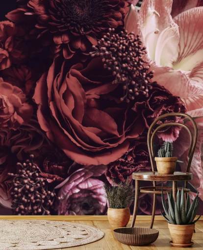 papel pintado floral rosa, rojo y morado papel pintado floral rosa, rojo y morado