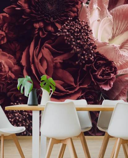 papel de parede floral rosa, vermelho e roxo papel de parede floral rosa, vermelho e roxo