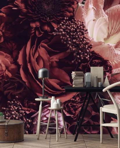 papel pintado floral rosa, rojo y morado papel pintado floral rosa, rojo y morado