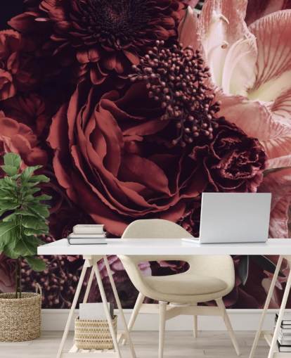 rosa, rød og lilla floral tapet