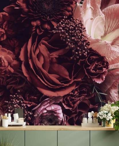 papel de parede floral rosa, vermelho e roxo papel de parede floral rosa, vermelho e roxo