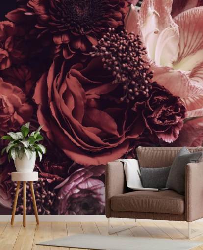 rosa, rote und lila Blumentapete