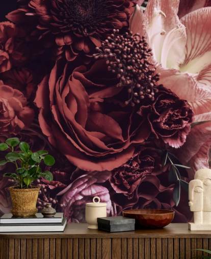 rosa, rød og lilla floral tapet
