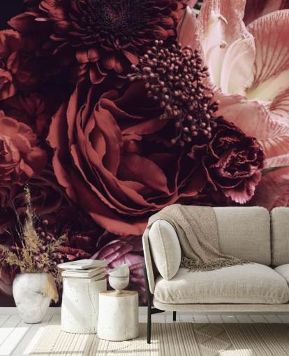 papel pintado floral rosa, rojo y morado papel pintado floral rosa, rojo y morado