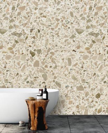 Creme plettet terrazzo tapet
