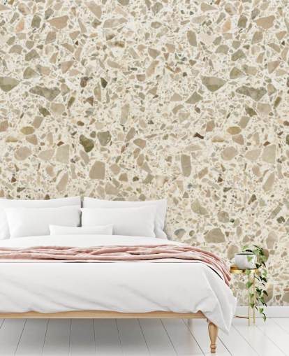 Papier peint terrazzo moucheté crème