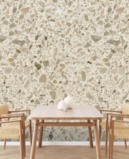 Cream speckled terrazzo wallpaper