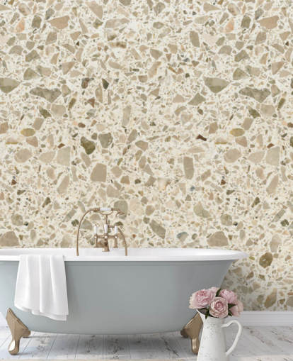 Cream speckled terrazzo wallpaper