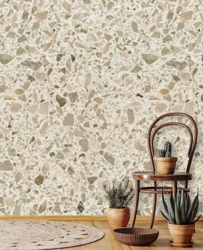 Cream speckled terrazzo wallpaper