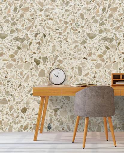 Papel pintado de terrazo moteado crema