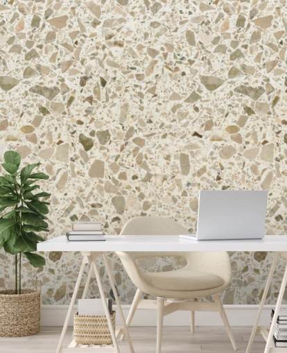 Papier peint terrazzo moucheté crème