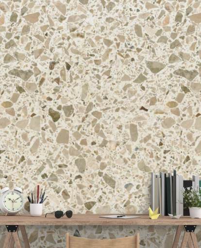 Cream speckled terrazzo wallpaper