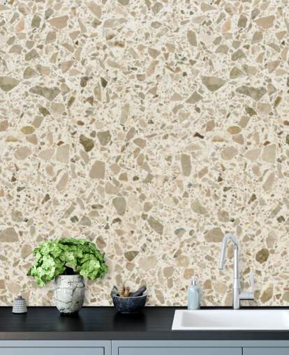 Papel de parede de terrazzo salpicado de creme