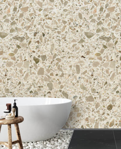 Krem flekkete terrazzo tapet