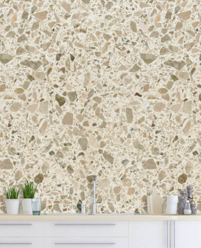Cream speckled terrazzo wallpaper