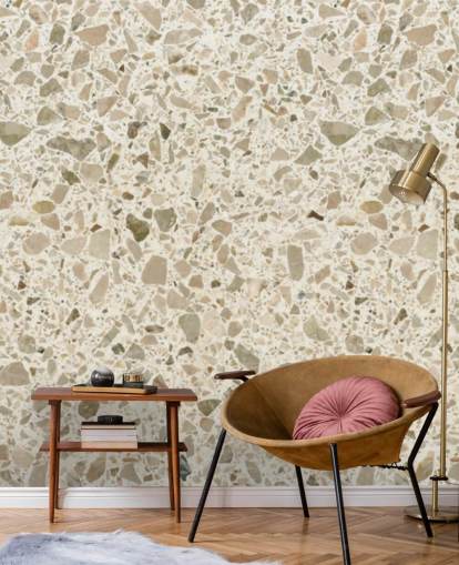 Papier peint terrazzo moucheté crème Papier peint terrazzo moucheté crème