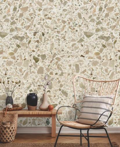 Grädde spräcklig terrazzo tapet