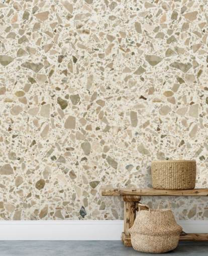 Papier peint terrazzo moucheté crème
