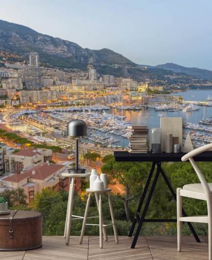 french sunset customizable wallpaper mural called Monaco Sunset Ariel View for home offices, bedrooms and more