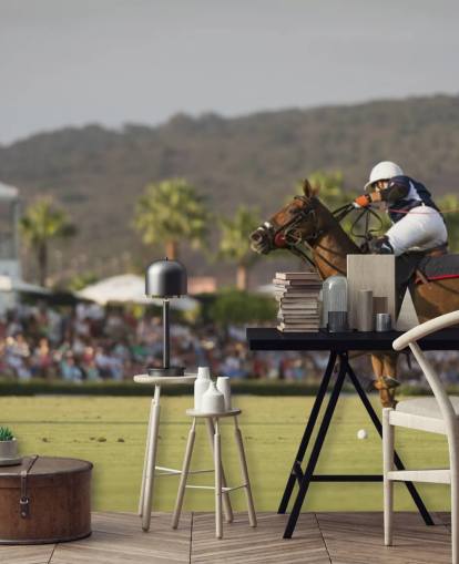 polo horse jumping wall mural