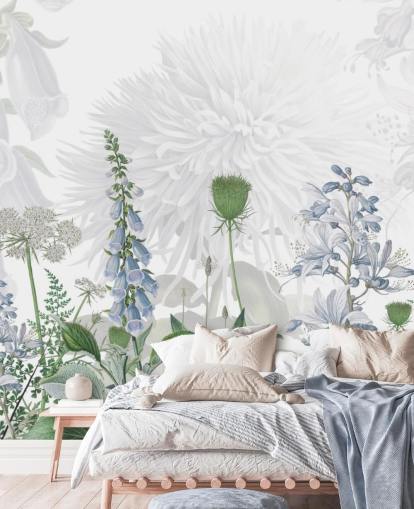 papel de parede ilustrado azul foxglove