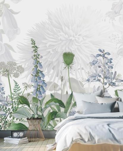 illustrierte blaue Fingerhut Tapete