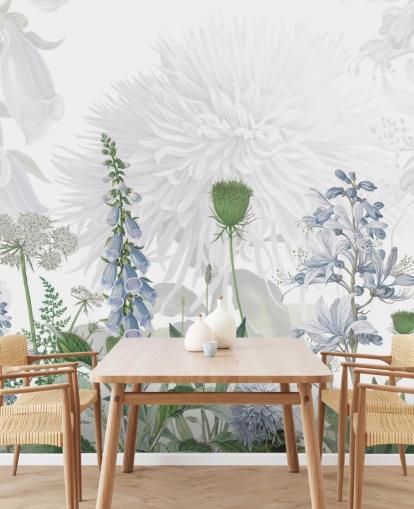 geïllustreerd blauw vingerhoedskruid behang