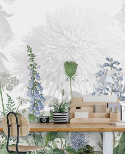 illustrated blue foxglove wallpaper