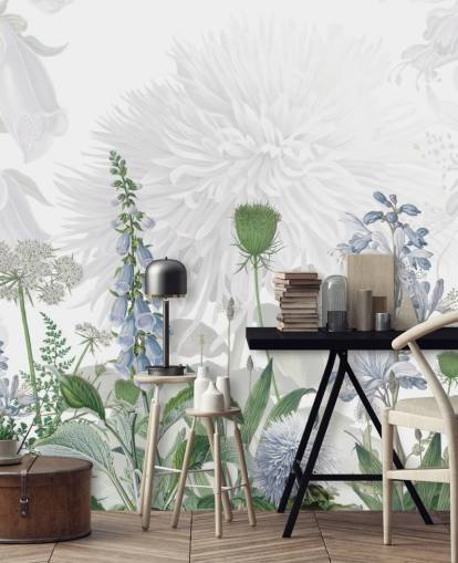 illustrierte blaue Fingerhut Tapete