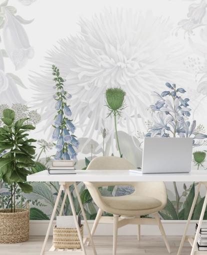 illustrated blue foxglove wallpaper