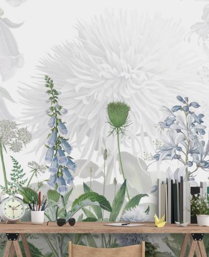 papel de parede ilustrado azul foxglove