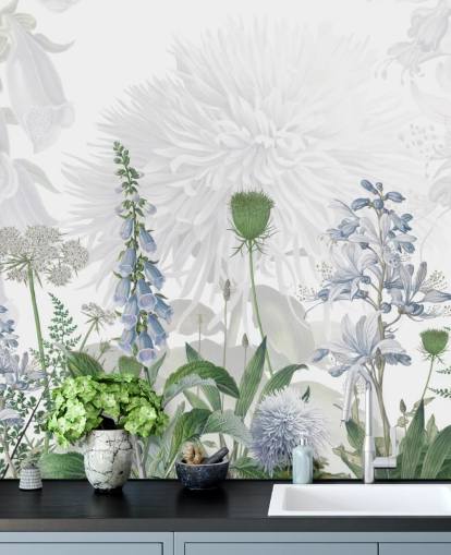 illustrated blue foxglove wallpaper